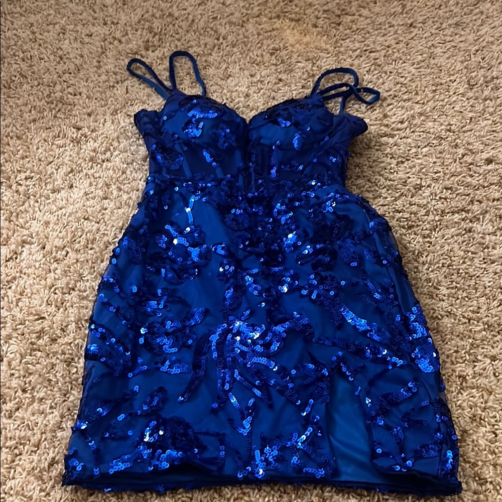 Blue Sparkly Homecoming Dress